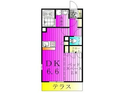 プレシャス北小金(1DK/1階)の間取り写真