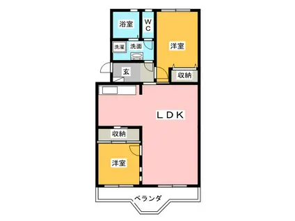 アルカディアマンション(2LDK/2階)の間取り写真