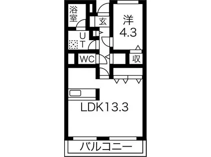 アーバンシャトー(1LDK/4階)の間取り写真