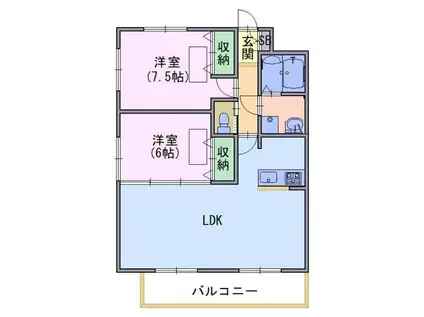 エリアント桂川(2LDK/5階)の間取り写真