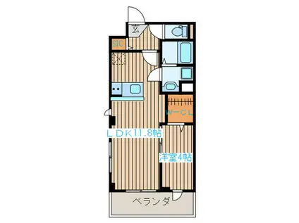 アスフェリック上杉(1LDK/2階)の間取り写真