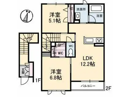 ラフィーネA棟(2LDK/2階)の間取り写真