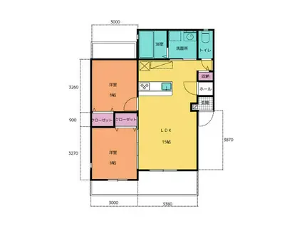 ルシエール(2LDK/2階)の間取り写真