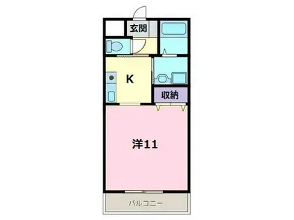 ティーワン緑町(1K/4階)の間取り写真