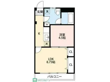 ベル クレール 新宿(1K/1階)の間取り写真