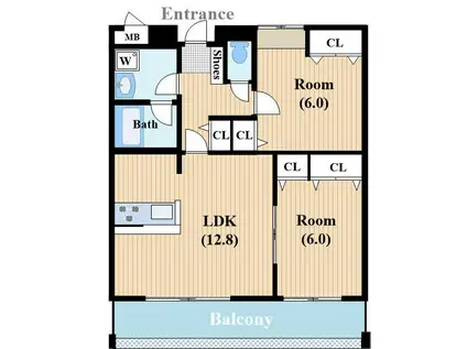 カーサ・グラシア(2LDK/2階)の間取り写真