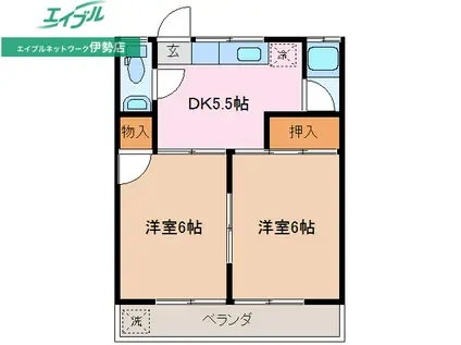メゾンミヤマエ A(2DK/2階)の間取り写真