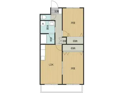 ブルーム白枝(2LDK/1階)の間取り写真