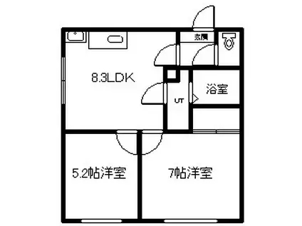 メモリーハウス(2DK/1階)の間取り写真