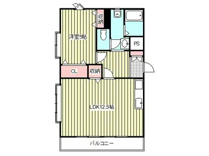 ベルメゾンクレスト(1LDK/2階)の間取り写真