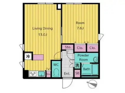 レガシア南麻布(1LDK/4階)の間取り写真