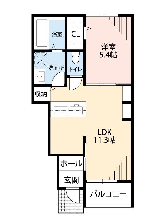 AFC RESIDENCE岡崎竜美東(1LDK/1階)の間取り写真