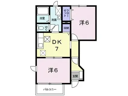 プレアー(2DK/1階)の間取り写真