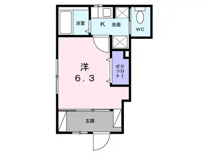 サンダーソニア(1K/1階)の間取り写真