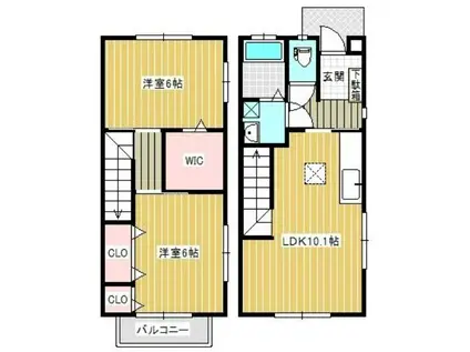 カーサKIYA(2LDK/1階)の間取り写真