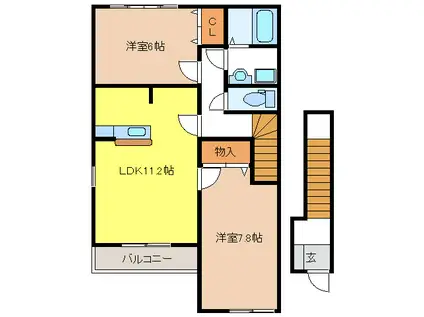 GRACE VILLA JII(2LDK/2階)の間取り写真