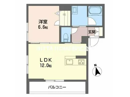 ブルジェオン駅南(1LDK/3階)の間取り写真