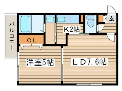 プロムナードコート麻生(1LDK/2階)の間取り写真