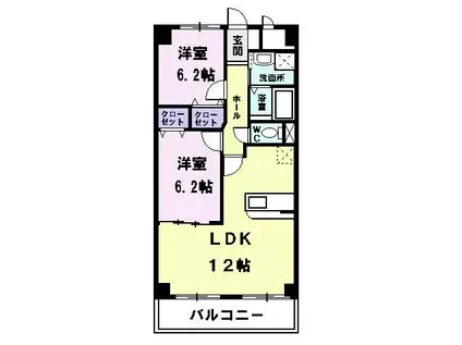 グランシャローI(2LDK/2階)の間取り写真