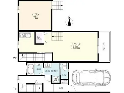 アクアグリーン城内(ワンルーム/1階)の間取り写真