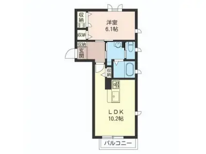 トワルージュ(1LDK/1階)の間取り写真