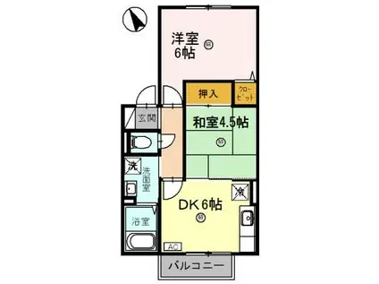 ジュネスカーサ17(2DK/2階)の間取り写真