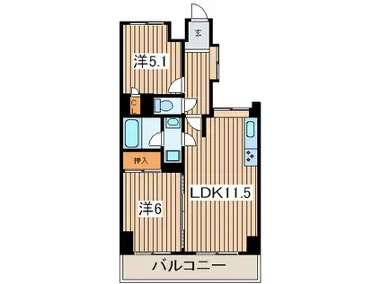 メゾンドラポール大和(2LDK/3階)の間取り写真
