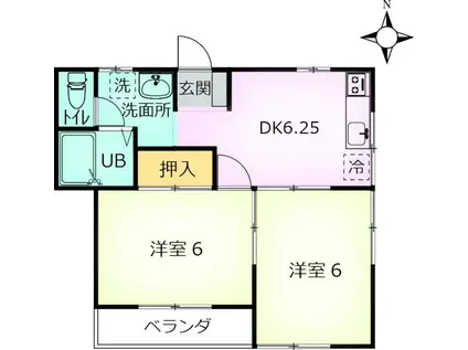 カワナベハイツ(2DK/1階)の間取り写真