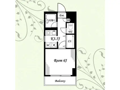 モアリッシェル多摩ニュータウン(1K/2階)の間取り写真