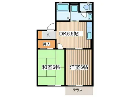 アベニュー湘南(2DK/1階)の間取り写真