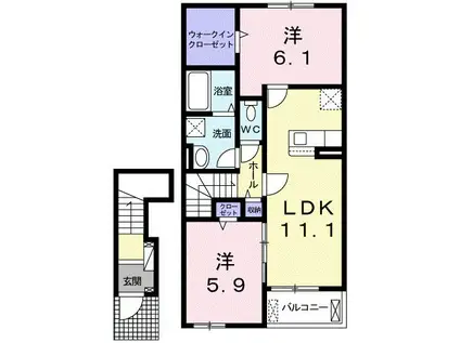 ソレアードIII(2LDK/2階)の間取り写真