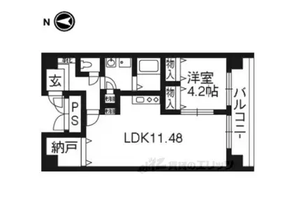 五条高倉VIVRE2(1LDK/11階)の間取り写真