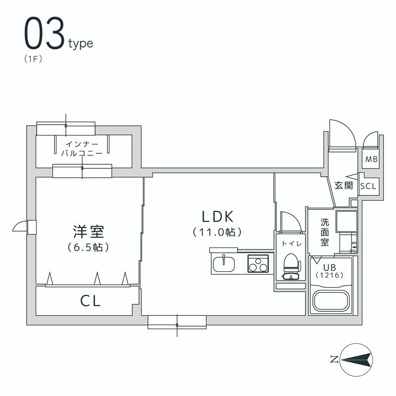 TRICERA COURT(1LDK/3階)の間取り写真