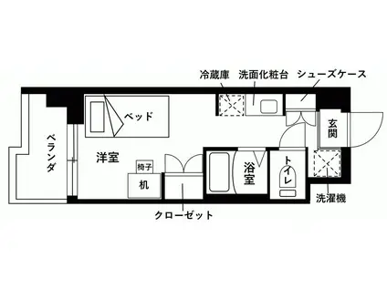 セレッソブローテ桜新町(ワンルーム/4階)の間取り写真