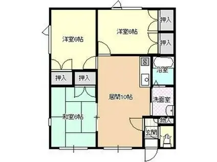 サンライズコートV(3DK/1階)の間取り写真