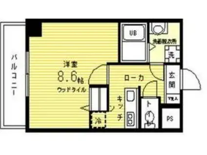 E.ZE.御所南II(1K/2階)の間取り写真