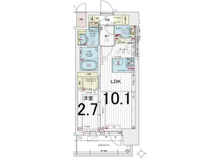 エステムコート名古屋TWIN ウエスト(1LDK/11階)の間取り写真