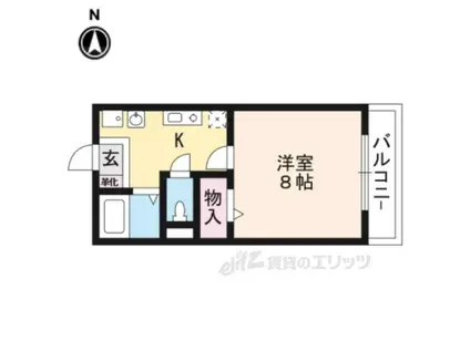 ウイングヒルズ笠山B(1K/2階)の間取り写真