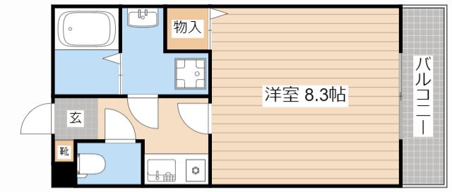 ワンルームシャンティー(1K/1階)の間取り写真