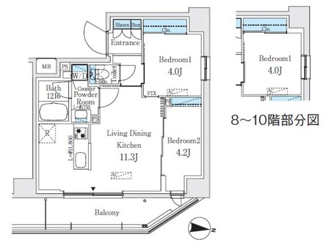 プライムブリス品川中延(2LDK/9階)の間取り写真