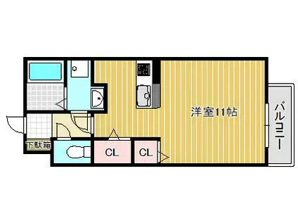 グランパルク(1K/2階)の間取り写真