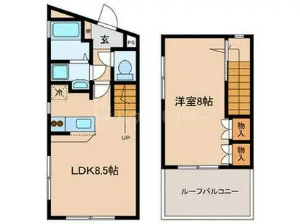 ハーブ小日向茗蹊館(1LDK/2階)の間取り写真