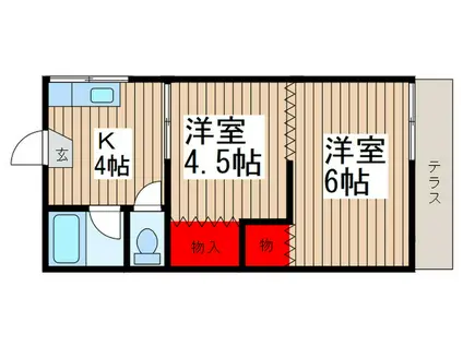 第2大橋ハイム(2K/1階)の間取り写真