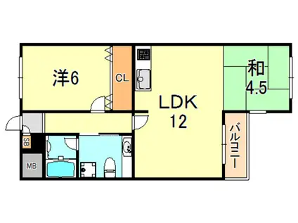 ロイヤルメゾン舞子坂(2LDK/3階)の間取り写真