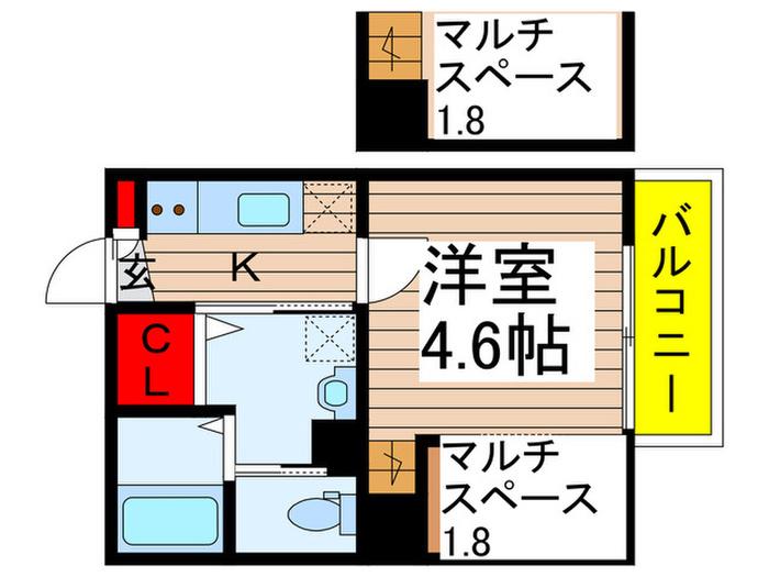 パークサイドレジデンス大泉学園町(1K/2階)の間取り写真
