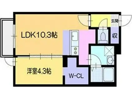 ヴェルデオーロ住吉(1LDK/4階)の間取り写真