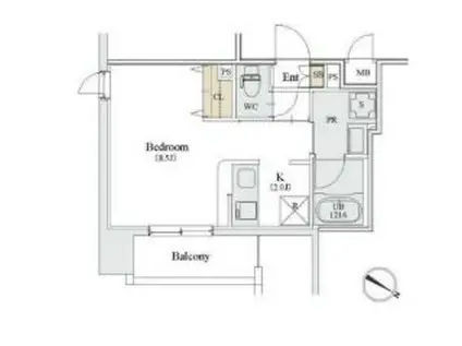 カスタリア人形町III(1K/8階)の間取り写真
