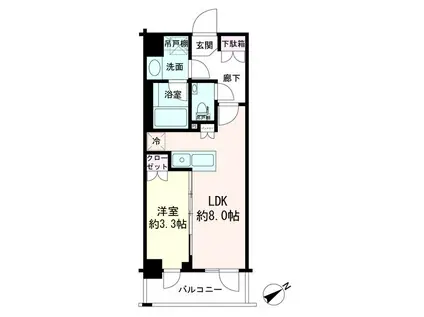 デュオステージ下落合(1LDK/2階)の間取り写真