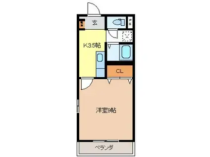 セントグレース長野II(1K/1階)の間取り写真