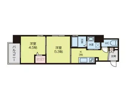 ラ・フェリス下到津(2K/9階)の間取り写真